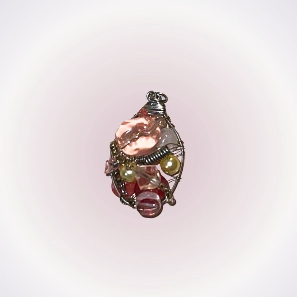Handmade pink and silver pendant | Sz OS